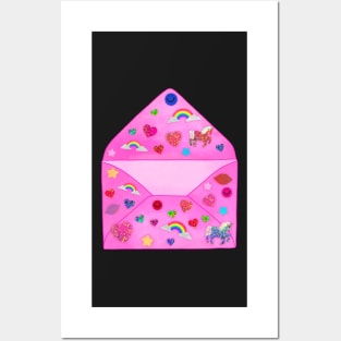 Pink Sparkly Sticker Envelope Posters and Art